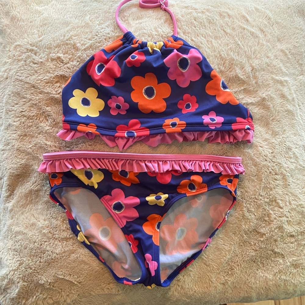 Lands End girls swimsuit 2 piece size 12